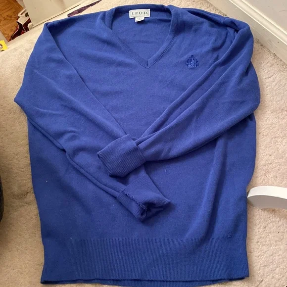 BLUE IZOD SWEATER  *flaw* - Picture 2 of 9